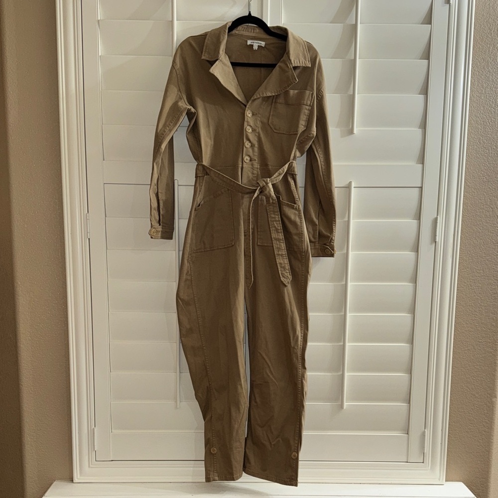 Good American The On Duty Belted Jumpsuit Khaki